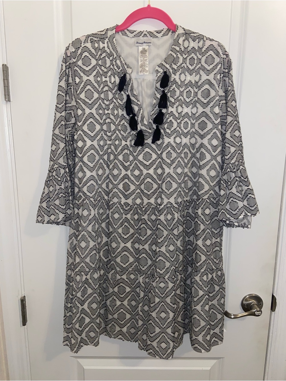 Tommy Bahama Geometric Print Tiered Tassel
Tunic Dress - Size M